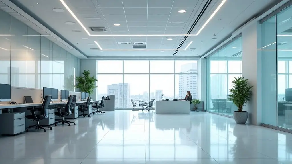 Clean modern office space after commercial cleaning