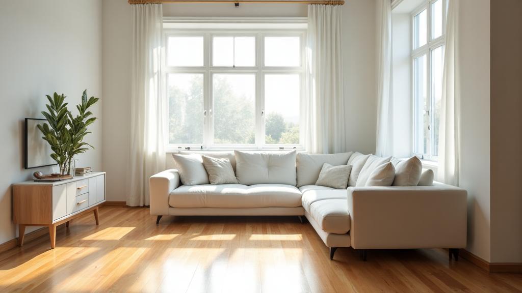 Spotless living room after residential cleaning
